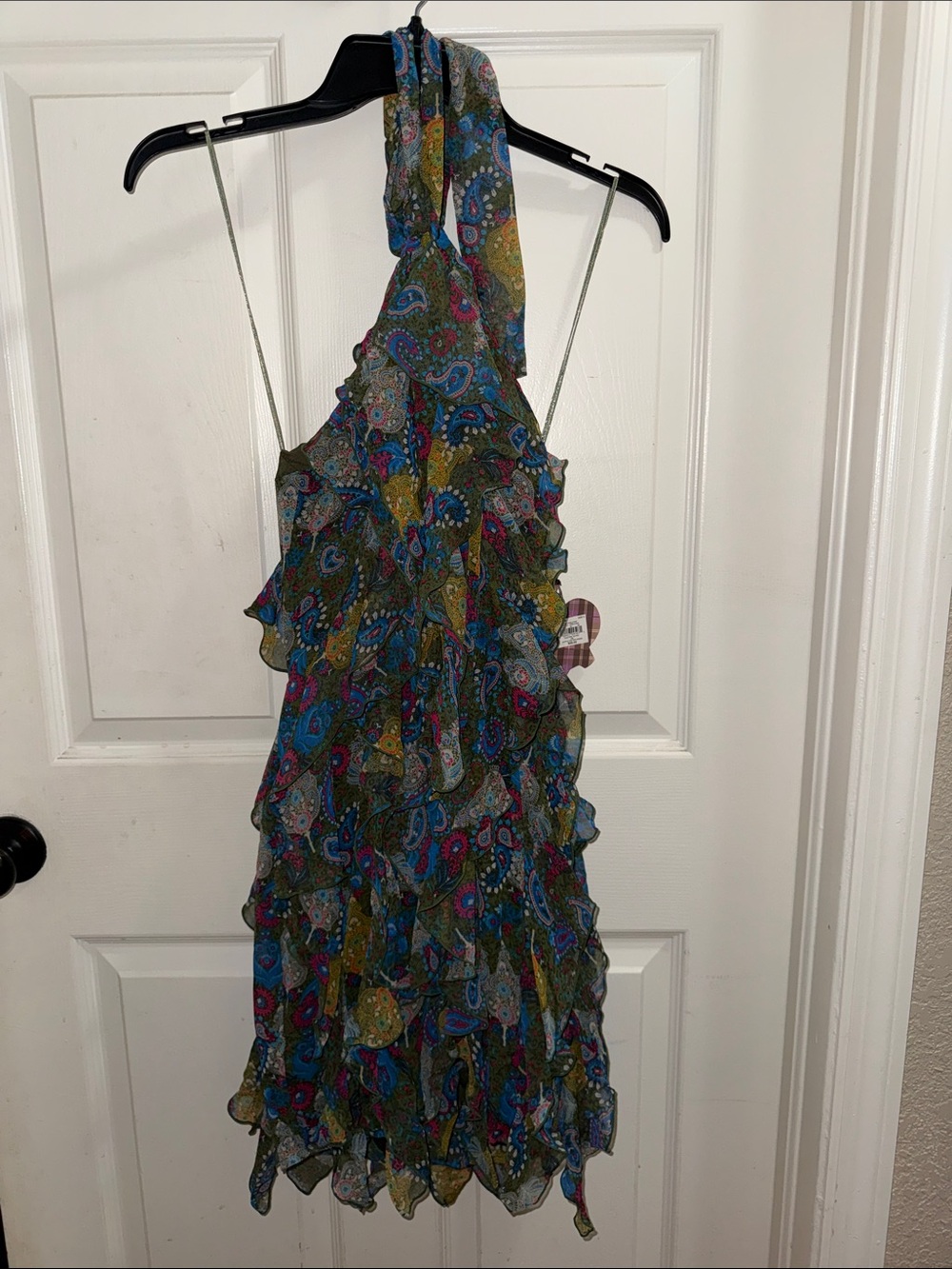 Vera Wang Princess Electric Gypsy Ruffle Halter Dress